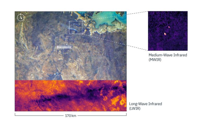 Bushfires in Borroloola, Australia, were detected by OroraTech’s FOREST-1 satellite on May 24th, 10:15:37 local time.