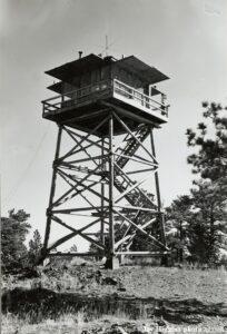 The Esterbrook Fire Lookout Tower, Albany County, Wyoming, circa 1942. Photo credit: United States National Archives and Records Administration